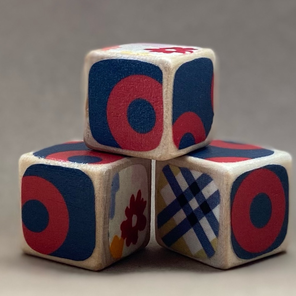 Set of 3 decorative 1.5 inch phish fabric blocks